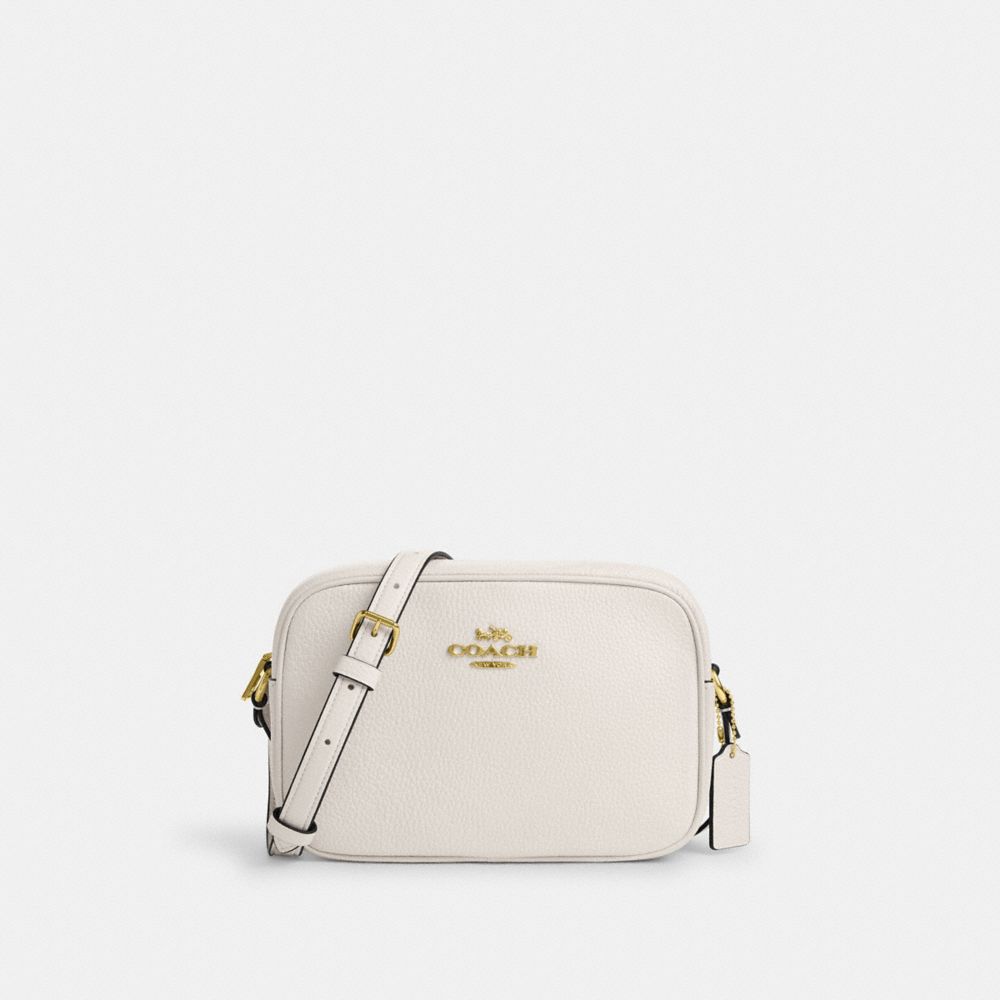 COACH®,JAMIE CAMERA BAG,Pebbled Leather,Medium,Gold/Chalk,Front View