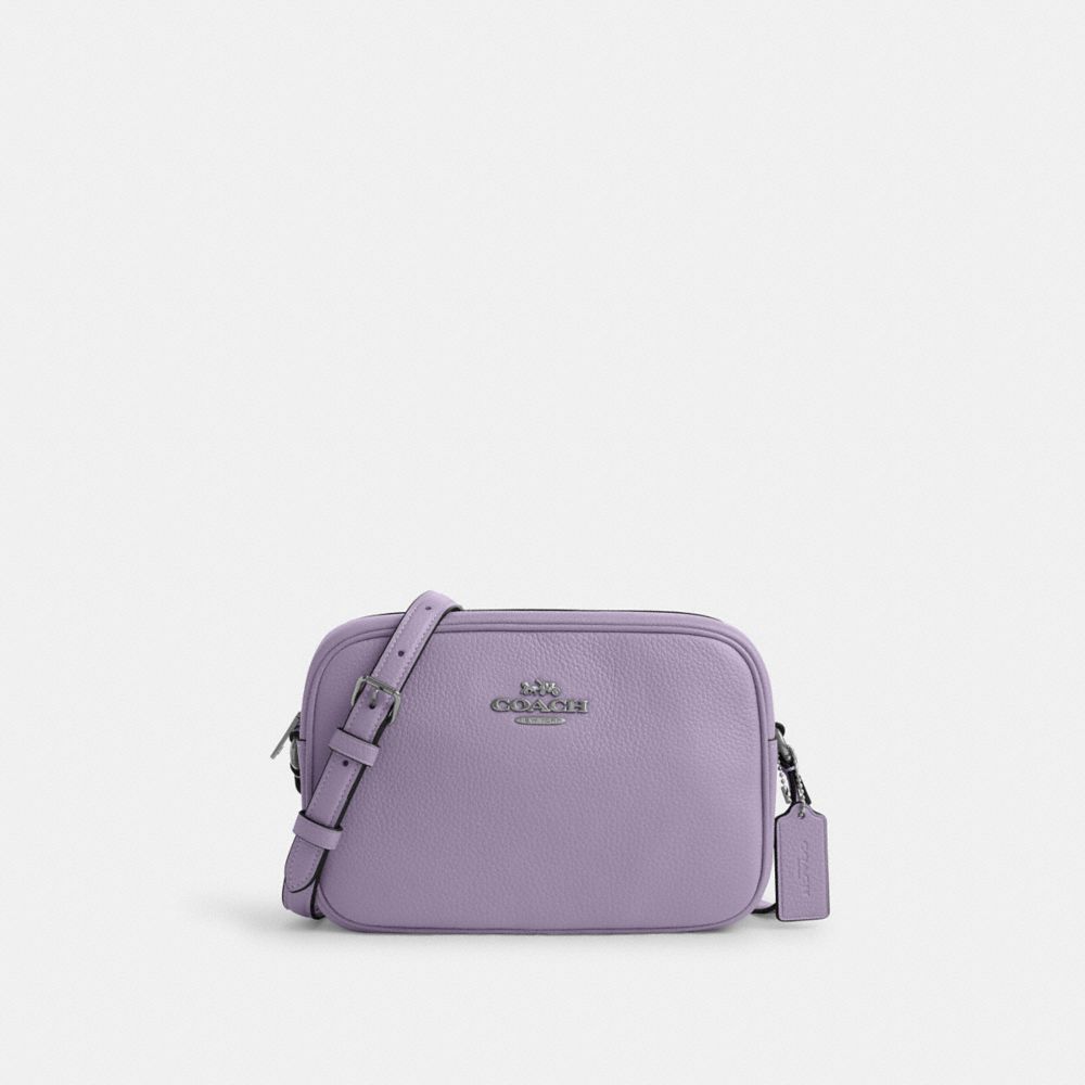 COACH®,JAMIE CAMERA BAG,Pebbled Leather,Medium,Silver/Light Violet,Front View