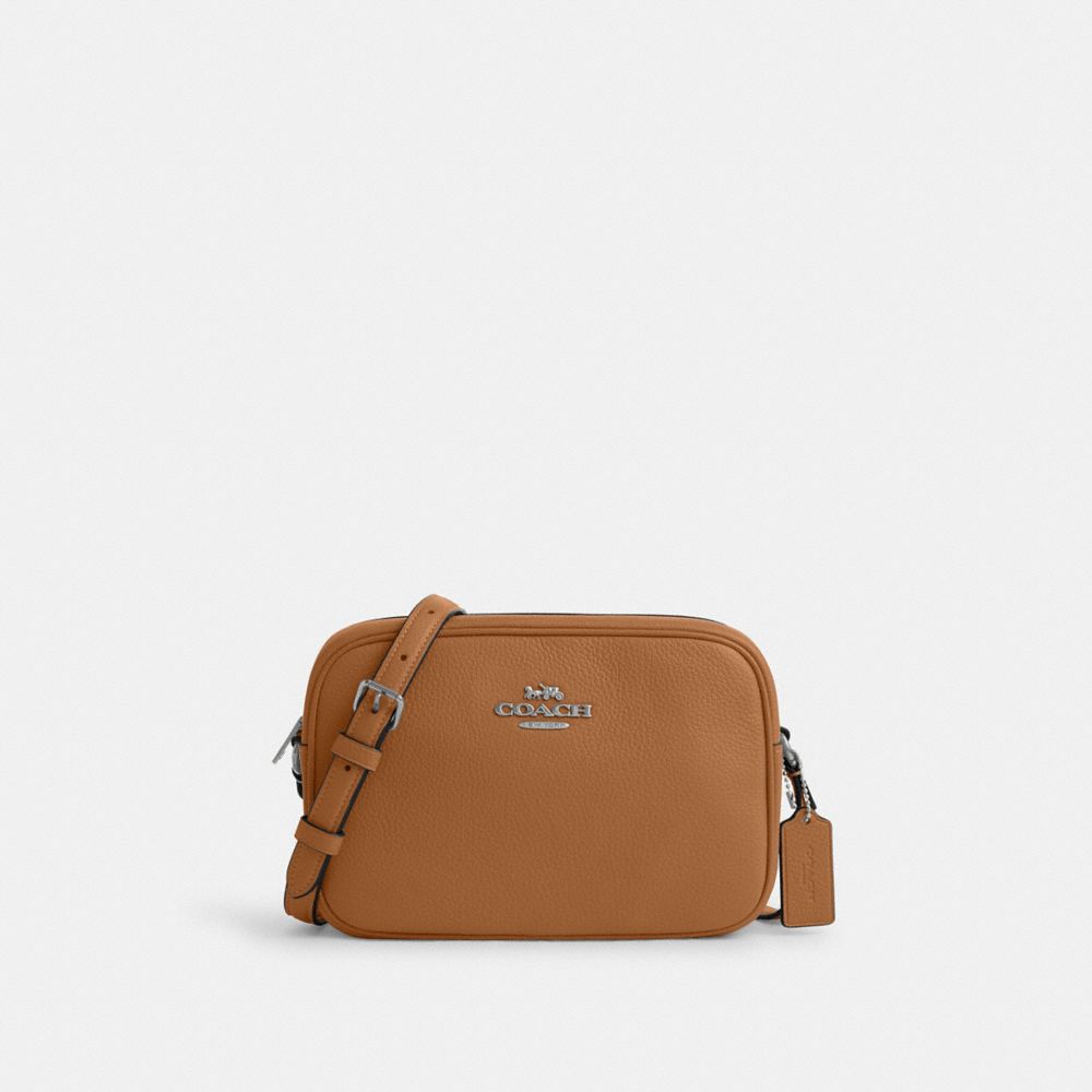 COACH®,SAC POUR APPAREIL PHOTO JAMIE,Cuir,Argent/Brun pâle,Front View