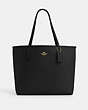 COACH®,CITY TOTE BAG,Leather,X-Large,Gold/Black,Front View