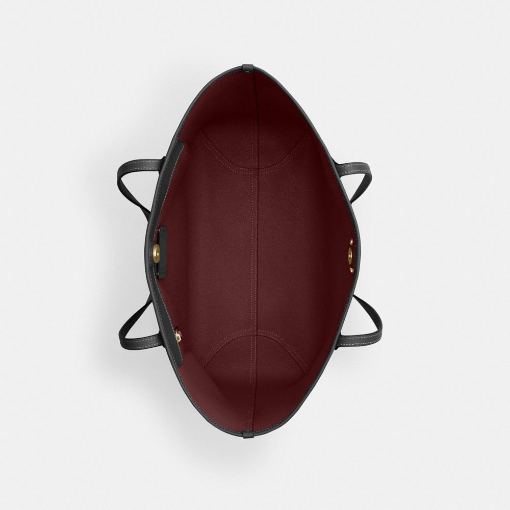 COACH®,City Tote Bag,Leather,Tote,Logo,Casual,Black,Inside View,Top View
