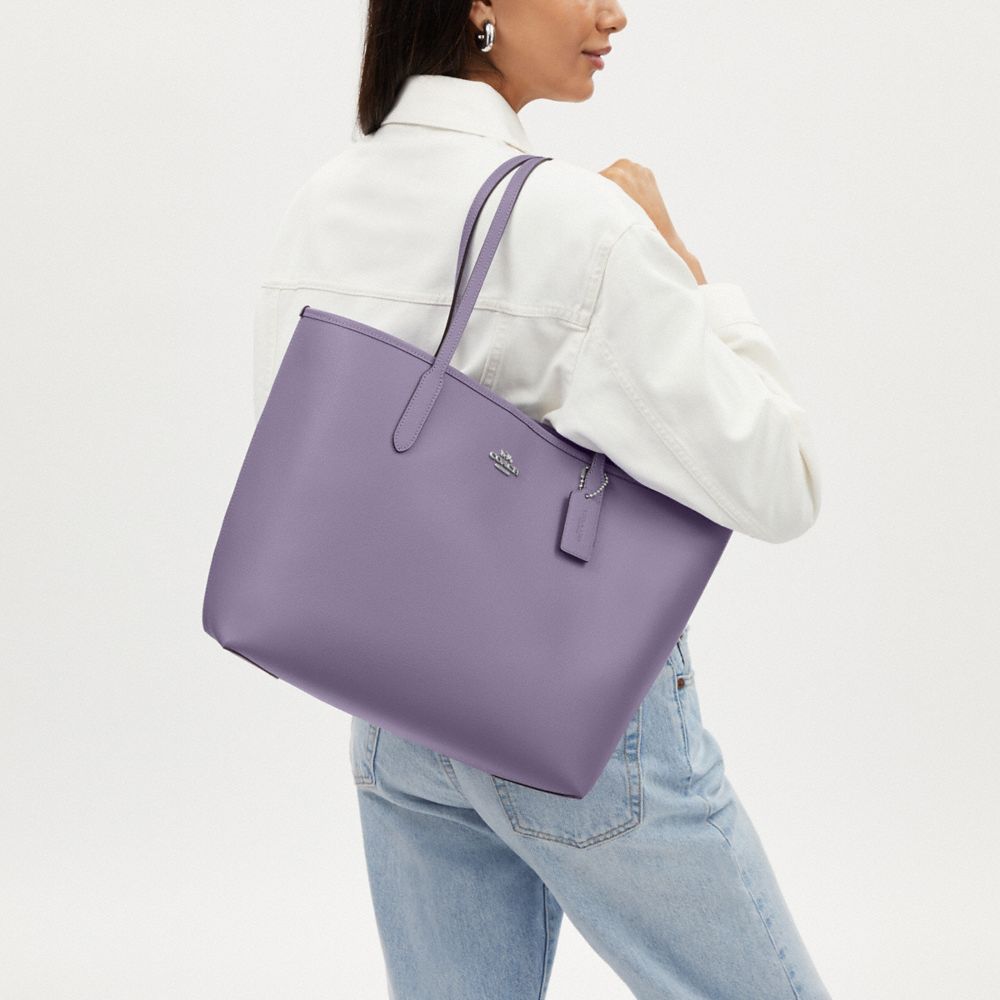 COACH®,City Tote Bag,Leather,Tote,Logo,Casual,Lavender,Detail View