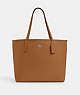 COACH®,CITY TOTE BAG,Leather,X-Large,Silver/Light Saddle,Front View