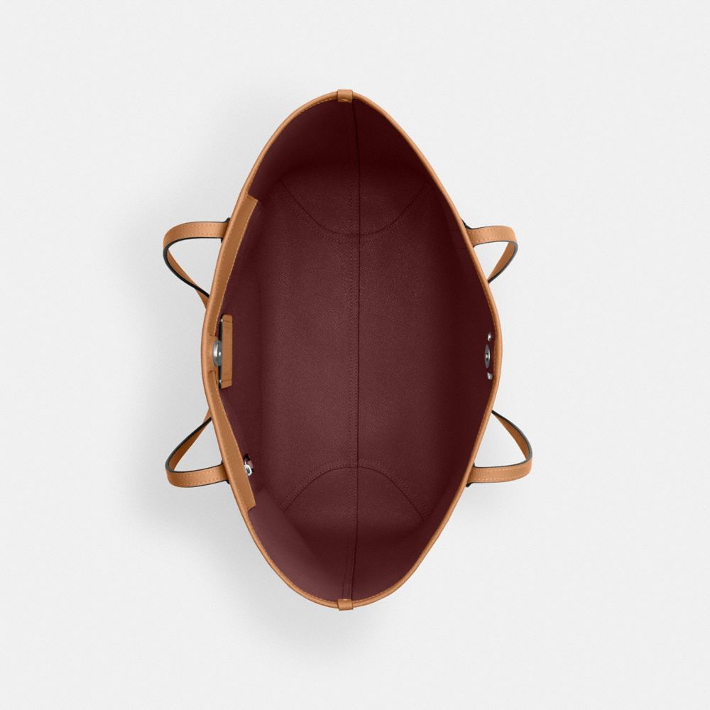 COACH®,City Tote Bag,Leather,Tote,Logo,Casual,Brown,Inside View,Top View