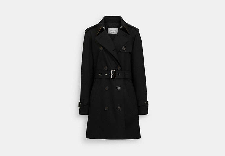 COACH®,SOLID MID TRENCH,Other,Black,Front View