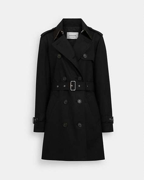 COACH®,SOLID MID TRENCH,Other,Black,Front View