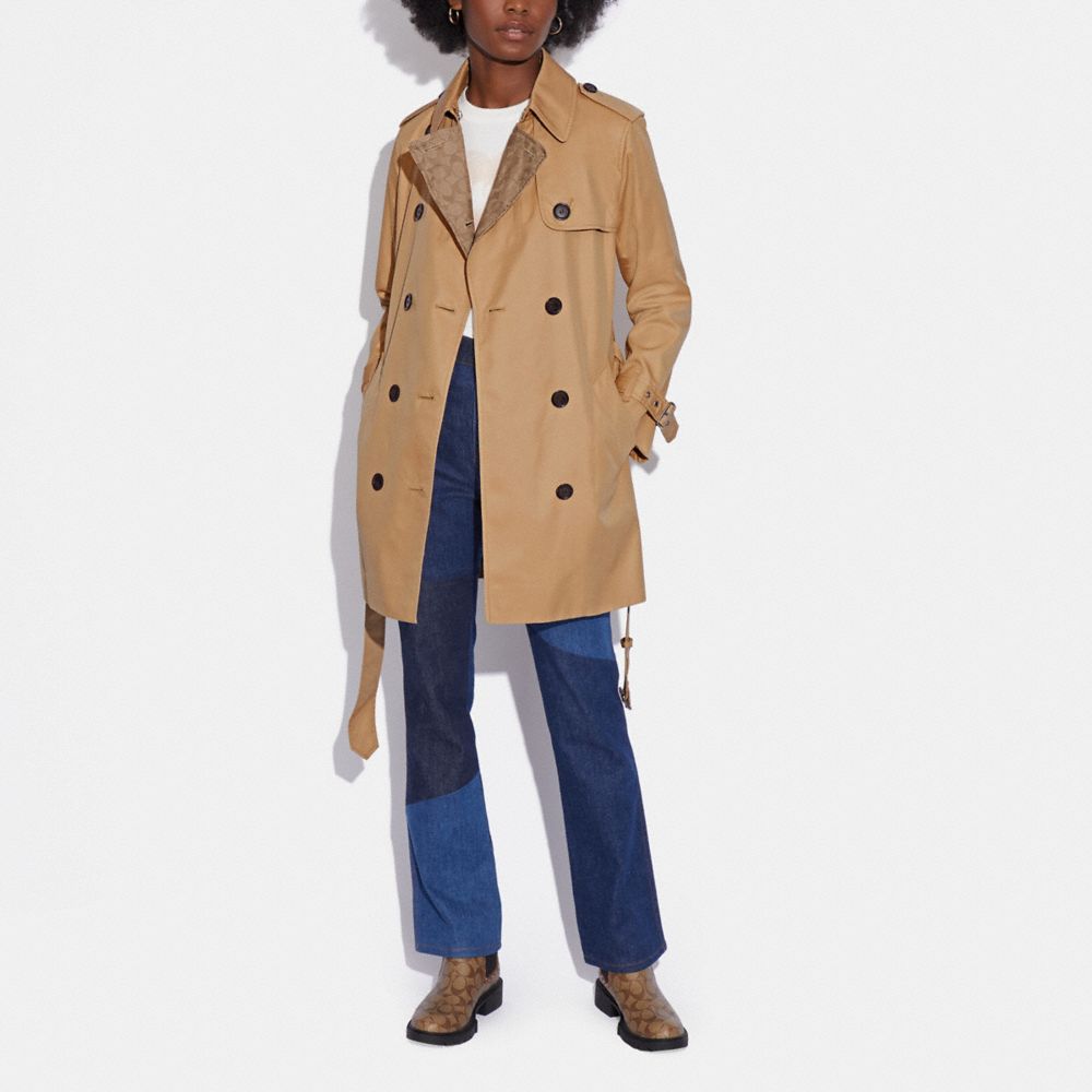 COACH®,Signature Lapel Mid Trench,,Scale View
