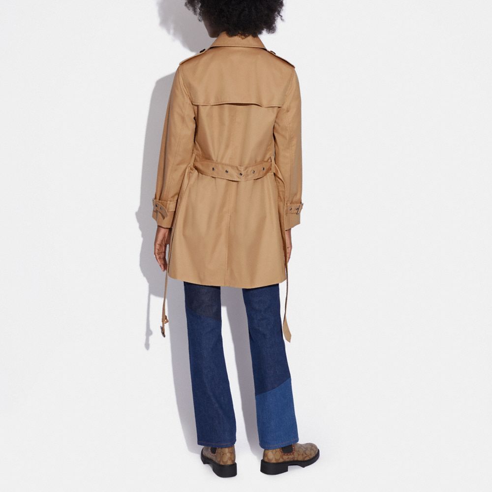 COACH®,Signature Lapel Mid Trench,,Scale View