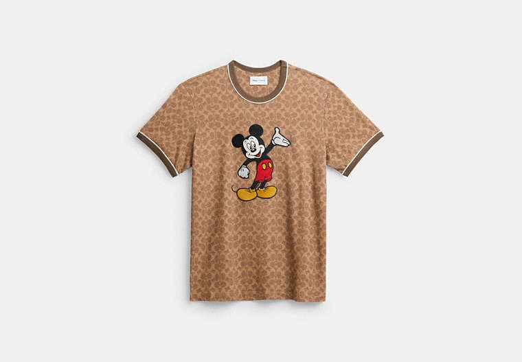 Coach Outlet Disney X Coach Signature Mickey Mouse T-shirt In Brown