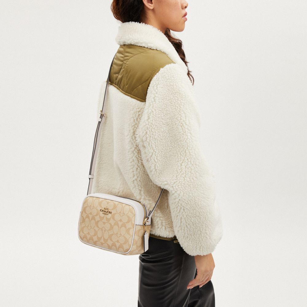 COACH®,Jamie Camera Bag In Signature Canvas,Canvas,Leather,Camera Bag,Logo,Casual,Beige,Detail View