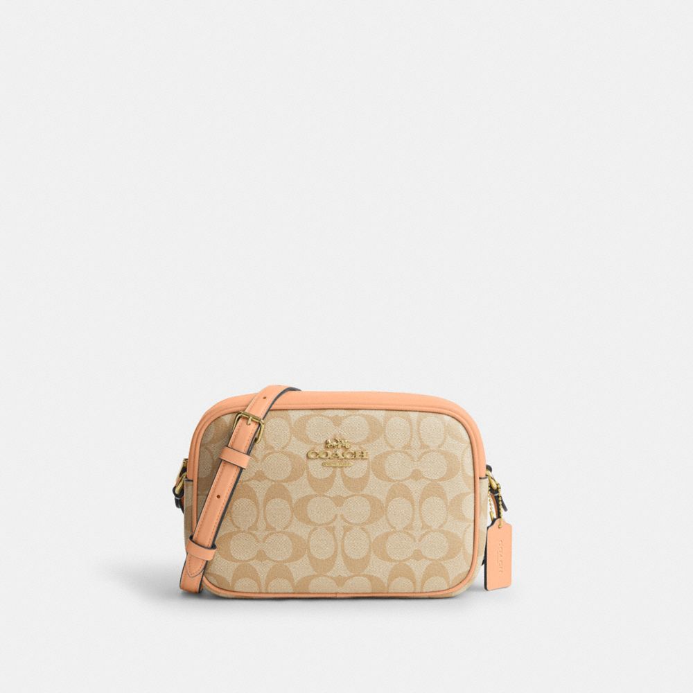 COACH®,JAMIE CAMERA BAG IN SIGNATURE CANVAS,Signature Canvas,Medium,Sv/Light Khaki/Faded Blush,Front View