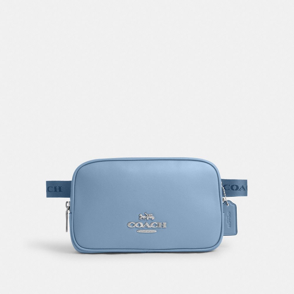 COACH®,PACE BELT BAG,Smooth Leather,Small,Silver/Cornflower/Field Flora,Front View