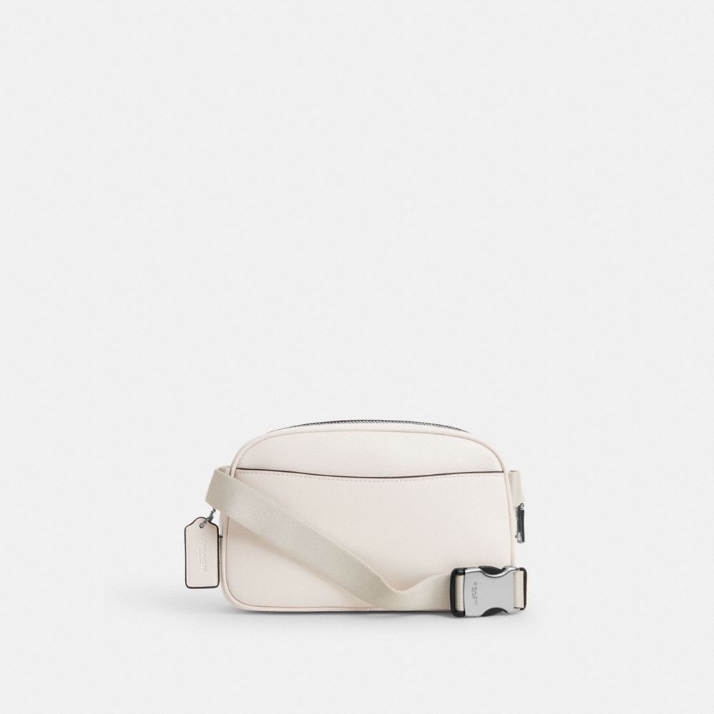 COACH®,PACE BELT BAG,Smooth Leather,Small,Silver/Chalk,Back View