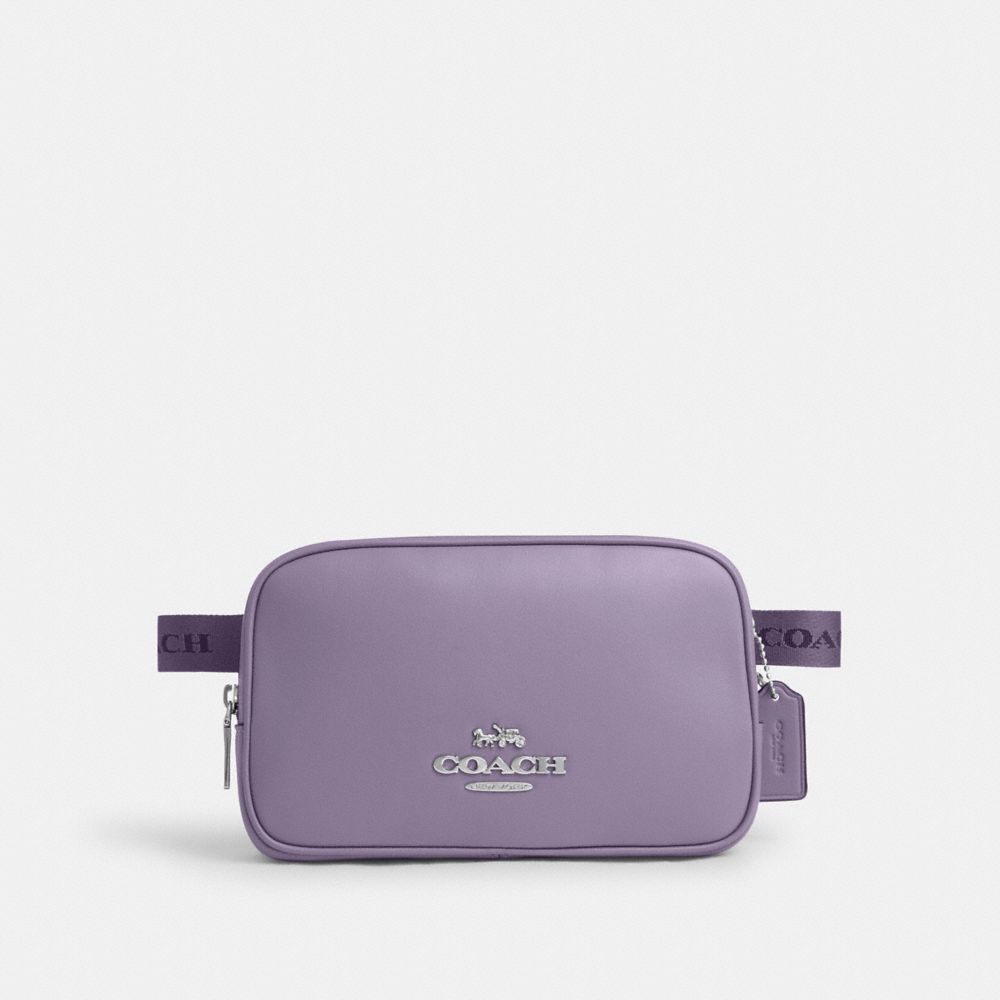 COACH®,PACE BELT BAG,Smooth Leather,Small,Silver/Light Violet,Front View