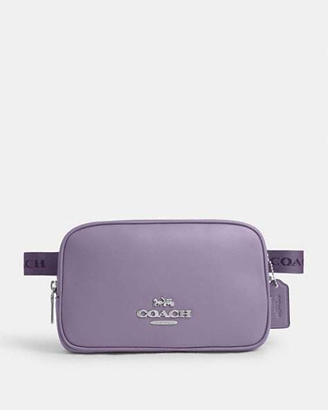 COACH®,PACE BELT BAG,Leather,Small,Silver/Light Violet,Front View