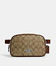 COACH®,PACE BELT BAG IN SIGNATURE CANVAS,pvc,Small,Silver/Khaki/Saddle,Front View