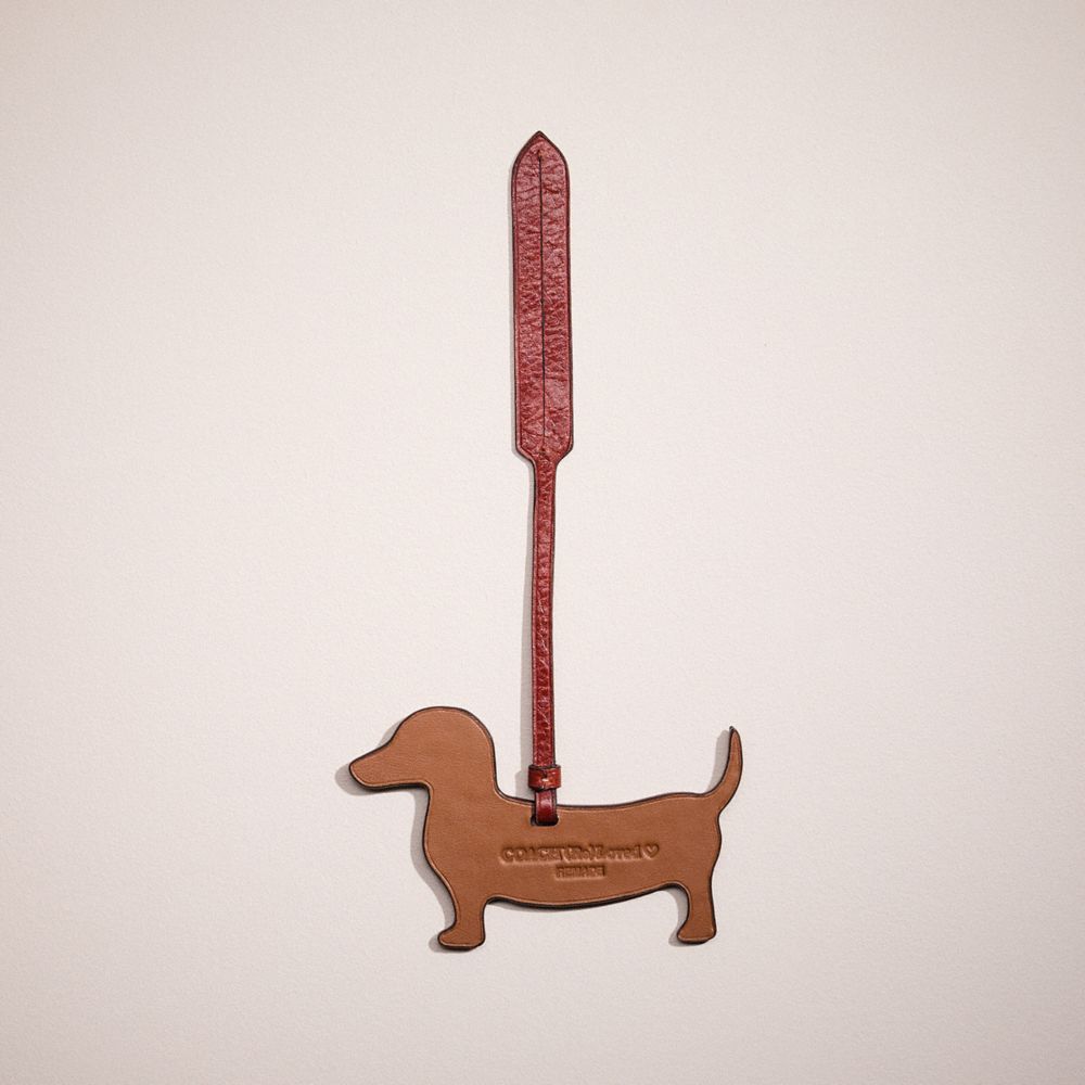 COACH®,Remade Dog Bag Charm,Leather,Bag Charm,Casual,Brown,Back View