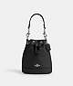 COACH®,MINI BUCKET BAG,Leather,Small,Silver/Black,Front View