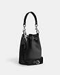 COACH®,MINI BUCKET BAG,Leather,Small,Silver/Black,Angle View