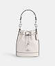 COACH®,MINI BUCKET BAG,Leather,Small,Silver/Chalk,Front View