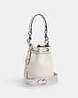 COACH®,MINI BUCKET BAG,Leather,Small,Silver/Chalk,Angle View