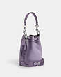 COACH®,MINI BUCKET BAG,Leather,Small,Silver/Light Violet,Angle View
