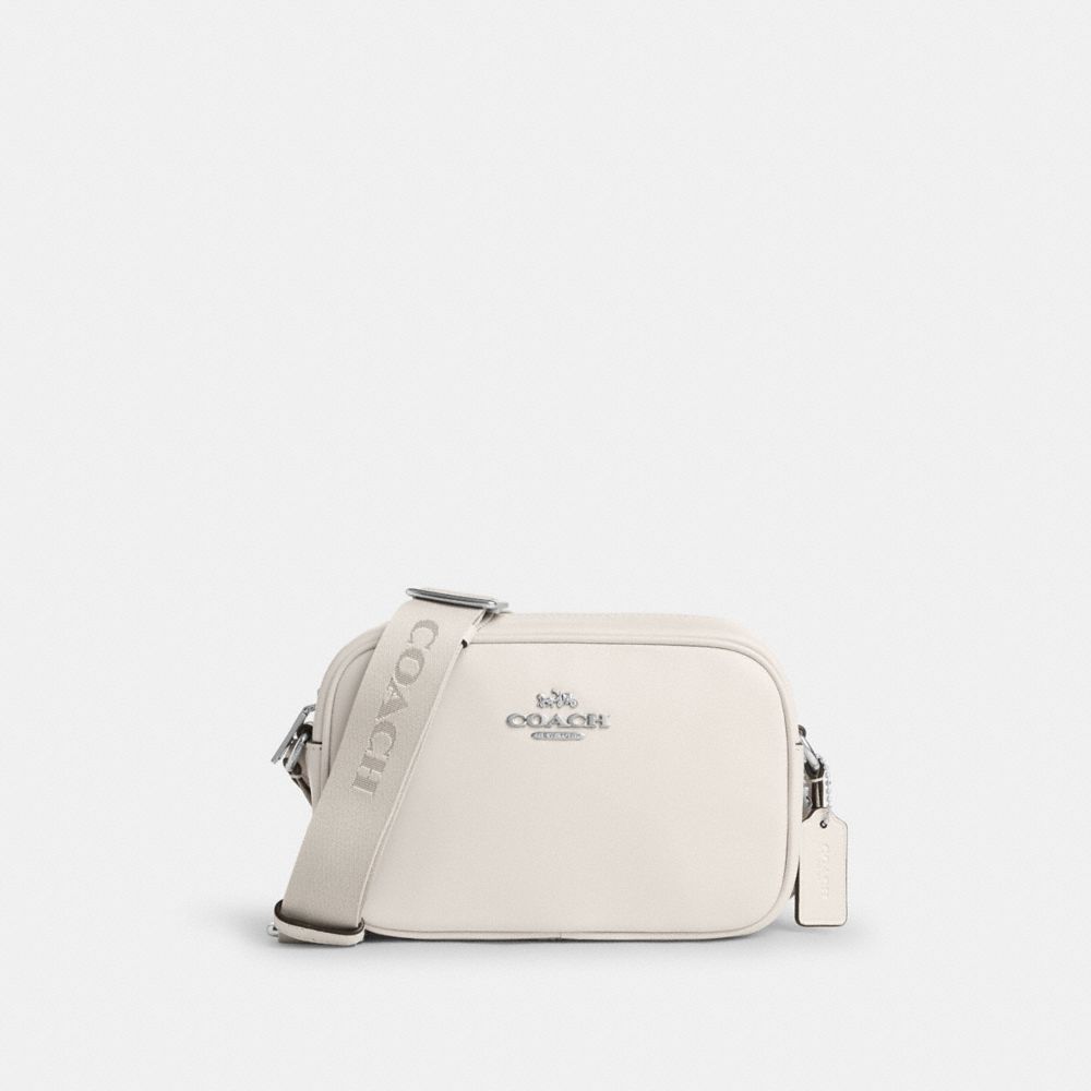 COACH®,MINI JAMIE CAMERA BAG,Leather,Silver/Chalk,Front View