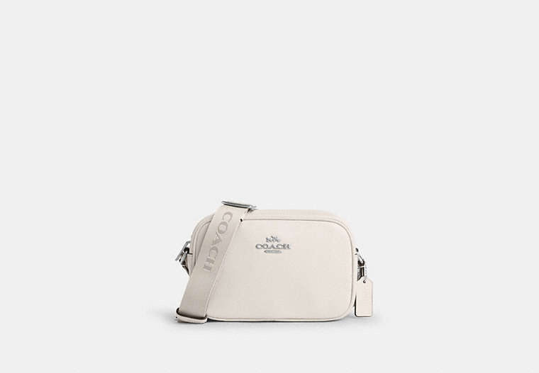 COACH®,MINI JAMIE CAMERA BAG,Leather,Small,Silver/Chalk,Front View