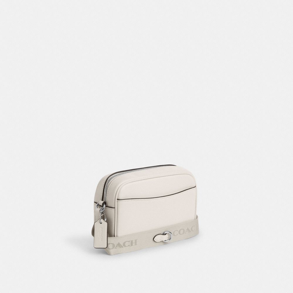 COACH®,MINI JAMIE CAMERA BAG,Smooth Leather,Silver/Chalk,Angle View