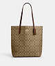 COACH®,THEA TOTE BAG IN SIGNATURE CANVAS,pvc,Large,Gold/Khaki Saddle 2,Front View