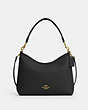 COACH®,LAUREL SHOULDER BAG,Leather,Medium,Gold/Black,Front View