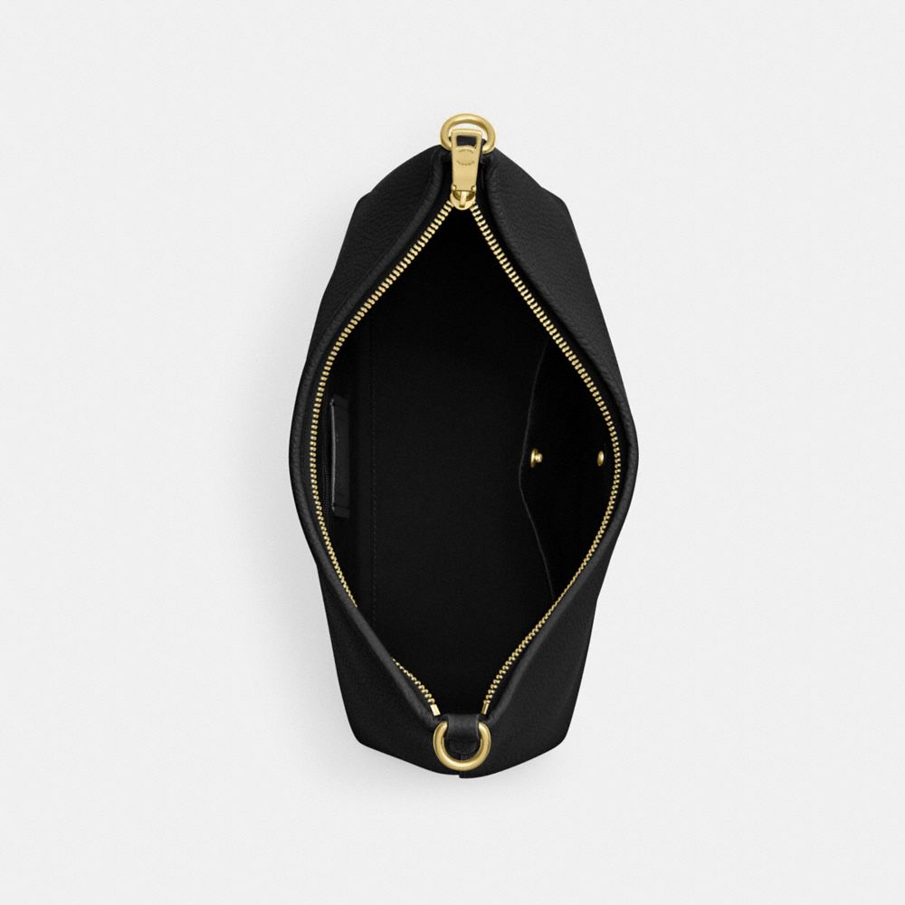 COACH®,Laurel Shoulder Bag,Leather,Hobo,Logo,Gold Metal,Casual,Black,Inside View,Top View