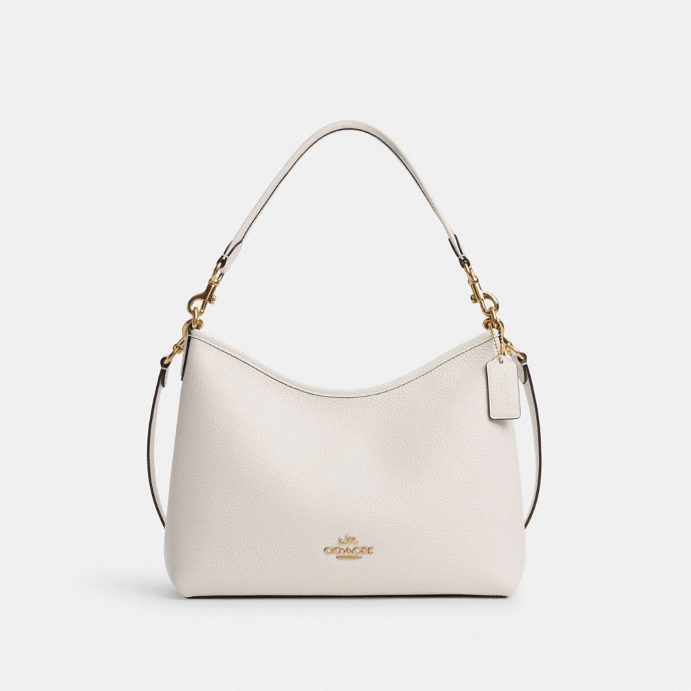 COACH®,PORTÉ-ÉPAULE LAUREL,Cuir,Or/Craie,Front View