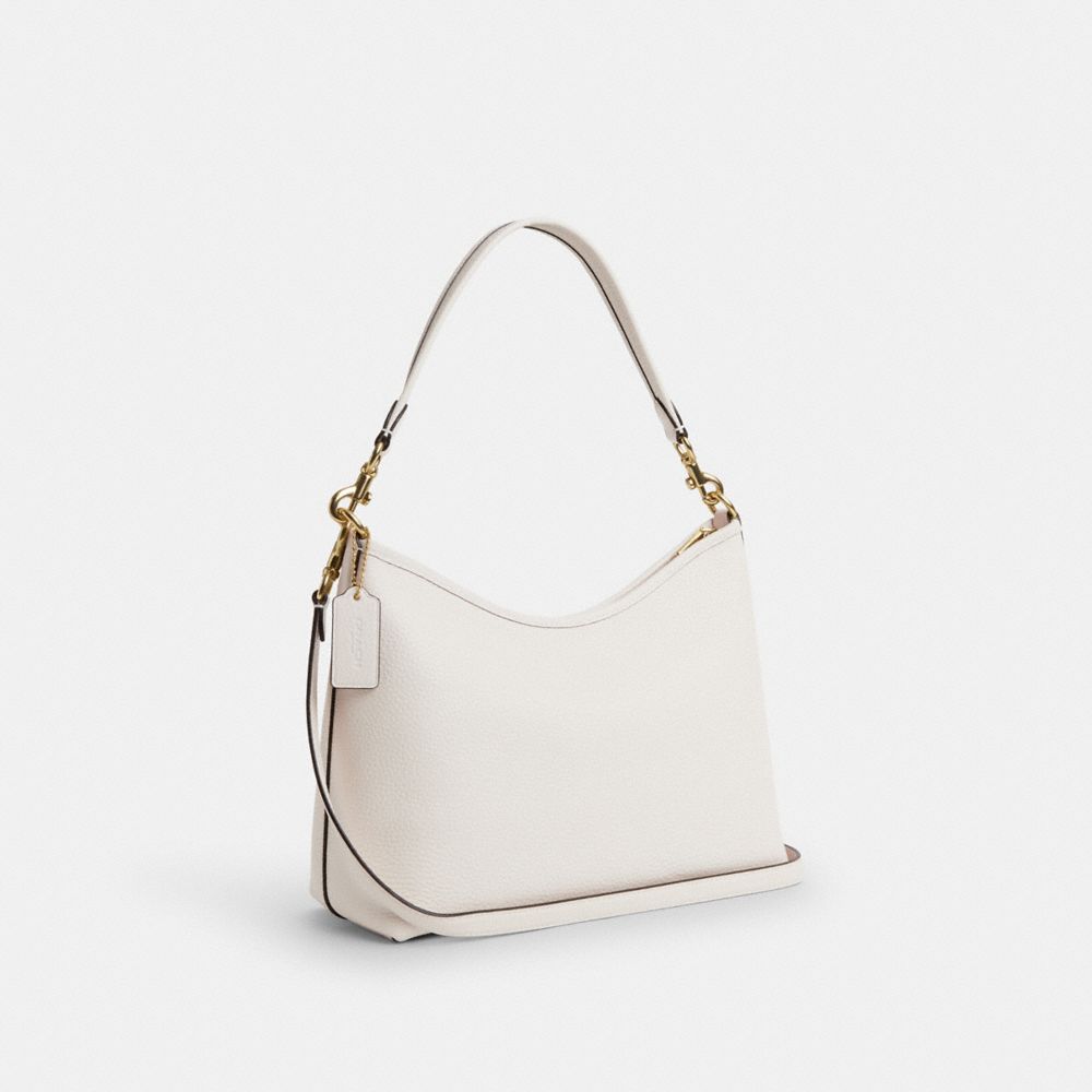 COACH®,LAUREL SHOULDER BAG,Pebbled Leather,Medium,Gold/Chalk,Angle View