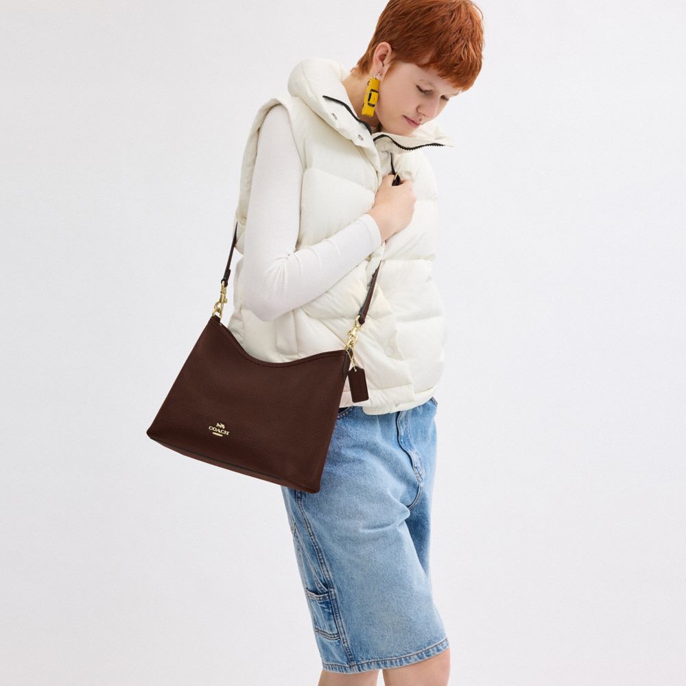 COACH®,Laurel Shoulder Bag,Leather,Hobo,Logo,Gold Metal,Casual,,Detail View