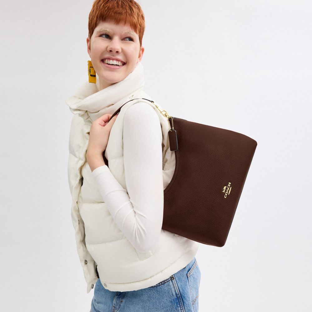COACH®,Laurel Shoulder Bag,Leather,Hobo,Logo,Gold Metal,Casual,,Detail View