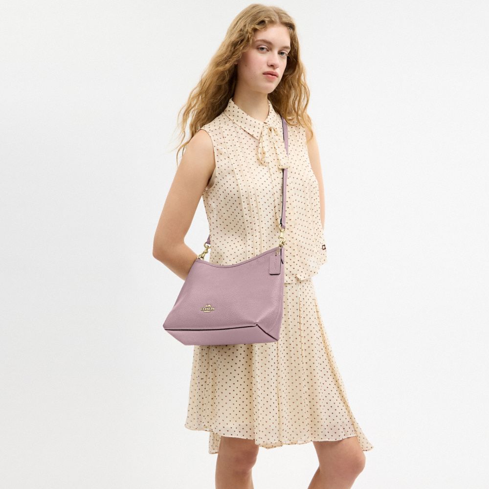 COACH®,Laurel Shoulder Bag,Leather,Hobo,Logo,Gold Metal,Casual,