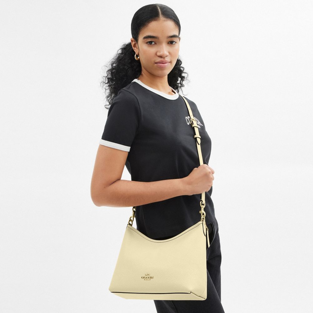 COACH®,Laurel Shoulder Bag,Leather,Hobo,Logo,Gold Metal,Casual,
