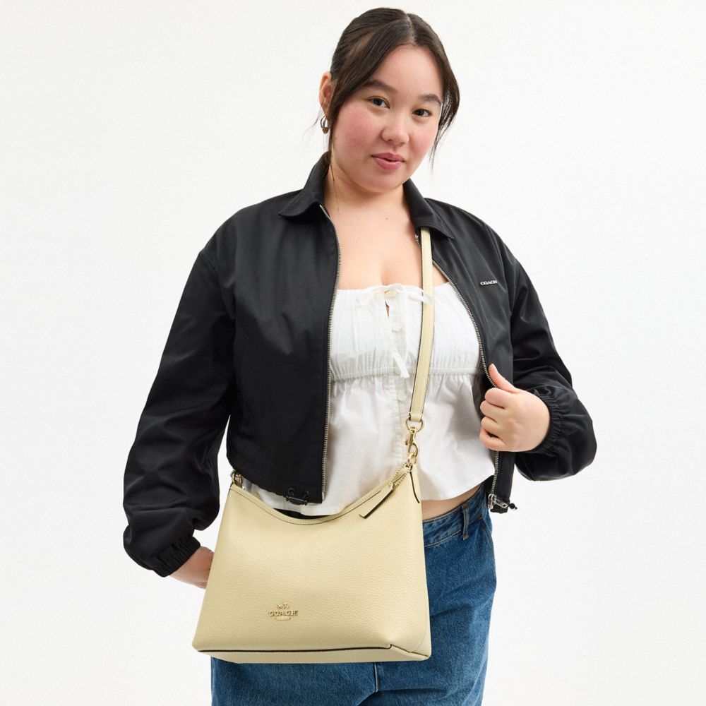 COACH®,Laurel Shoulder Bag,Leather,Hobo,Logo,Gold Metal,Casual,