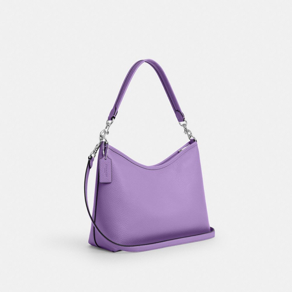 COACH®,SAC ÉPAULE LAUREL,Cuir galet,Argent/Iris,Angle View