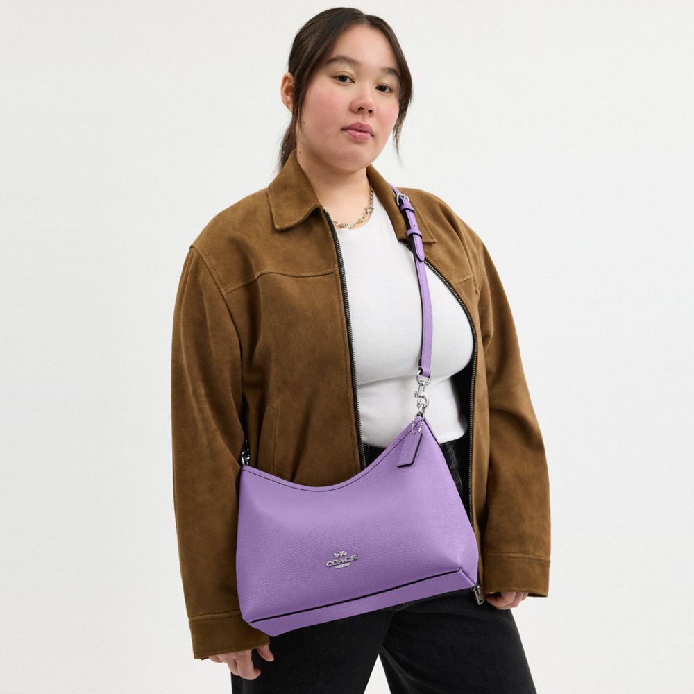 COACH®,SAC ÉPAULE LAUREL,Cuir galet,Argent/Iris