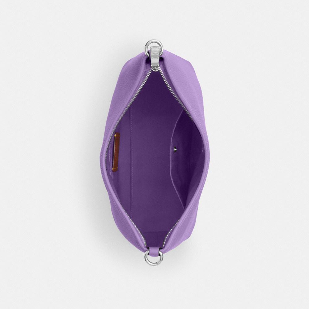 COACH®,SAC ÉPAULE LAUREL,Cuir galet,Argent/Iris,Inside View,Top View