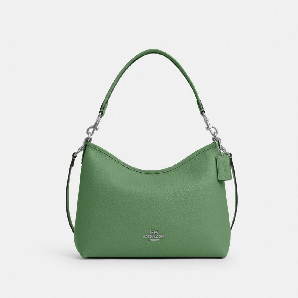 COACH®,PORTÉ-ÉPAULE LAUREL,Cuir,Argent/Vert doux,Front View