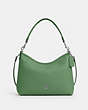 COACH®,LAUREL SHOULDER BAG,Leather,Medium,Silver/Soft Green,Front View