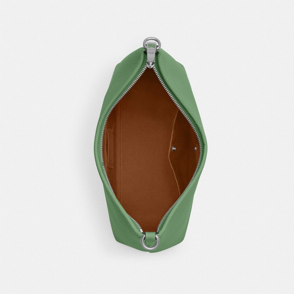 COACH®,LAUREL SHOULDER BAG,Pebbled Leather,Medium,Silver/Soft Green,Inside View,Top View