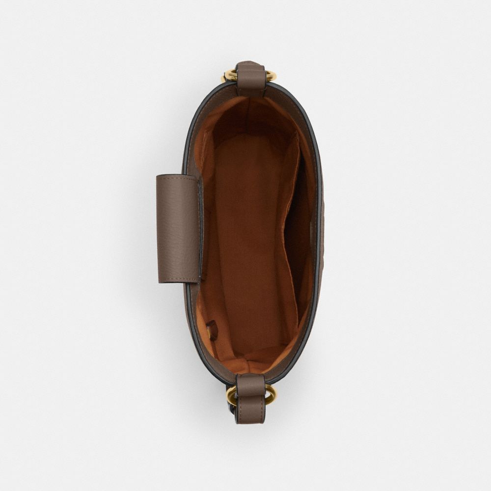 COACH®,SOPHIE BUCKET BAG,Pebbled Leather,Medium,Im/Dark Stone,Inside View,Top View