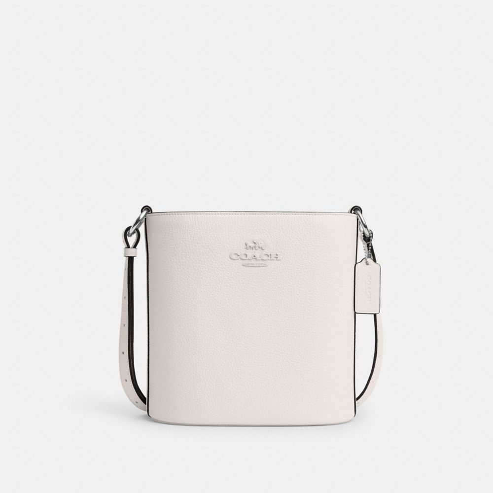 COACH®,SAC SEAU SOPHIE,Cuir galet,Argent/Craie,Front View