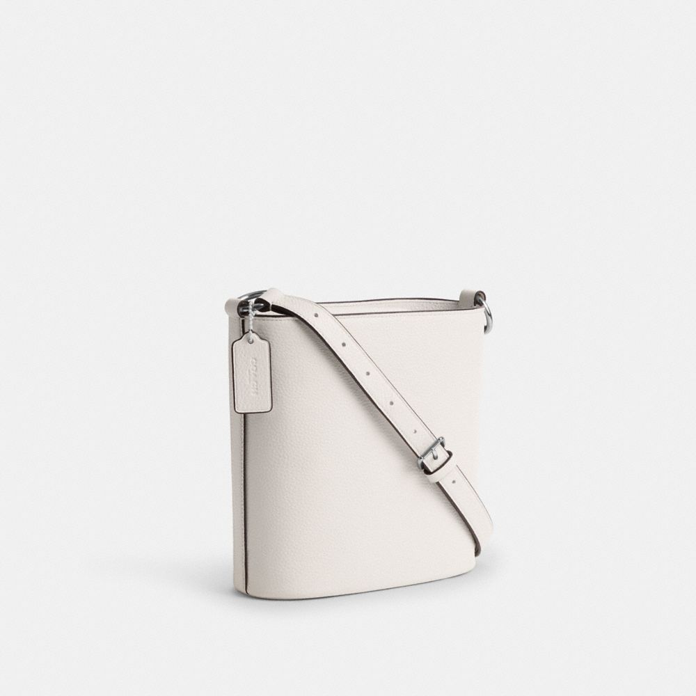 COACH®,SOPHIE BUCKET BAG,Pebbled Leather,Medium,Silver/Chalk,Angle View