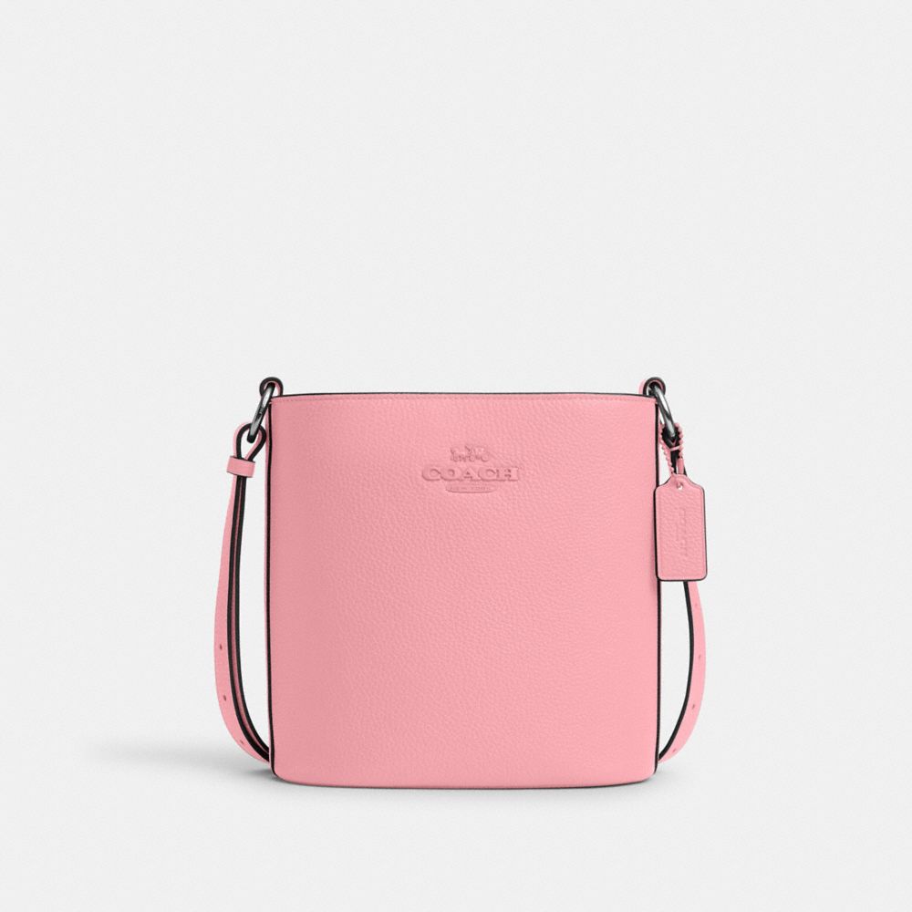 COACH®,SAC SEAU SOPHIE,Cuir galet,Argent/Rose fleur,Front View