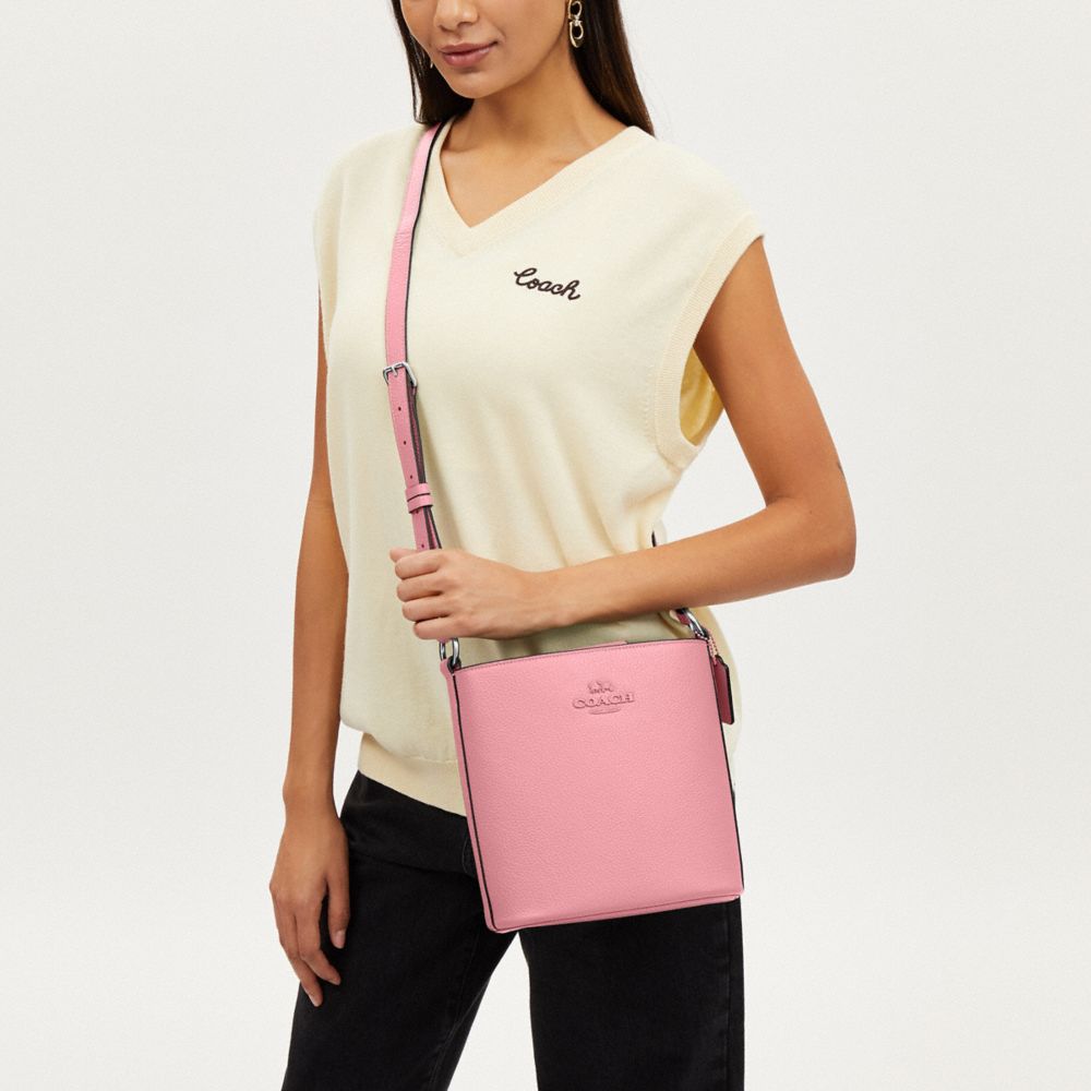 COACH®,Sophie Bucket Bag,Leather,Bucket,Logo,Silver Metal,Casual,Pink,Detail View